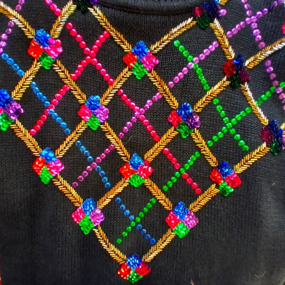 Celina Yang Bead & Sequin Hi-Neck Pullover Sweater M - Picture 4 of 10